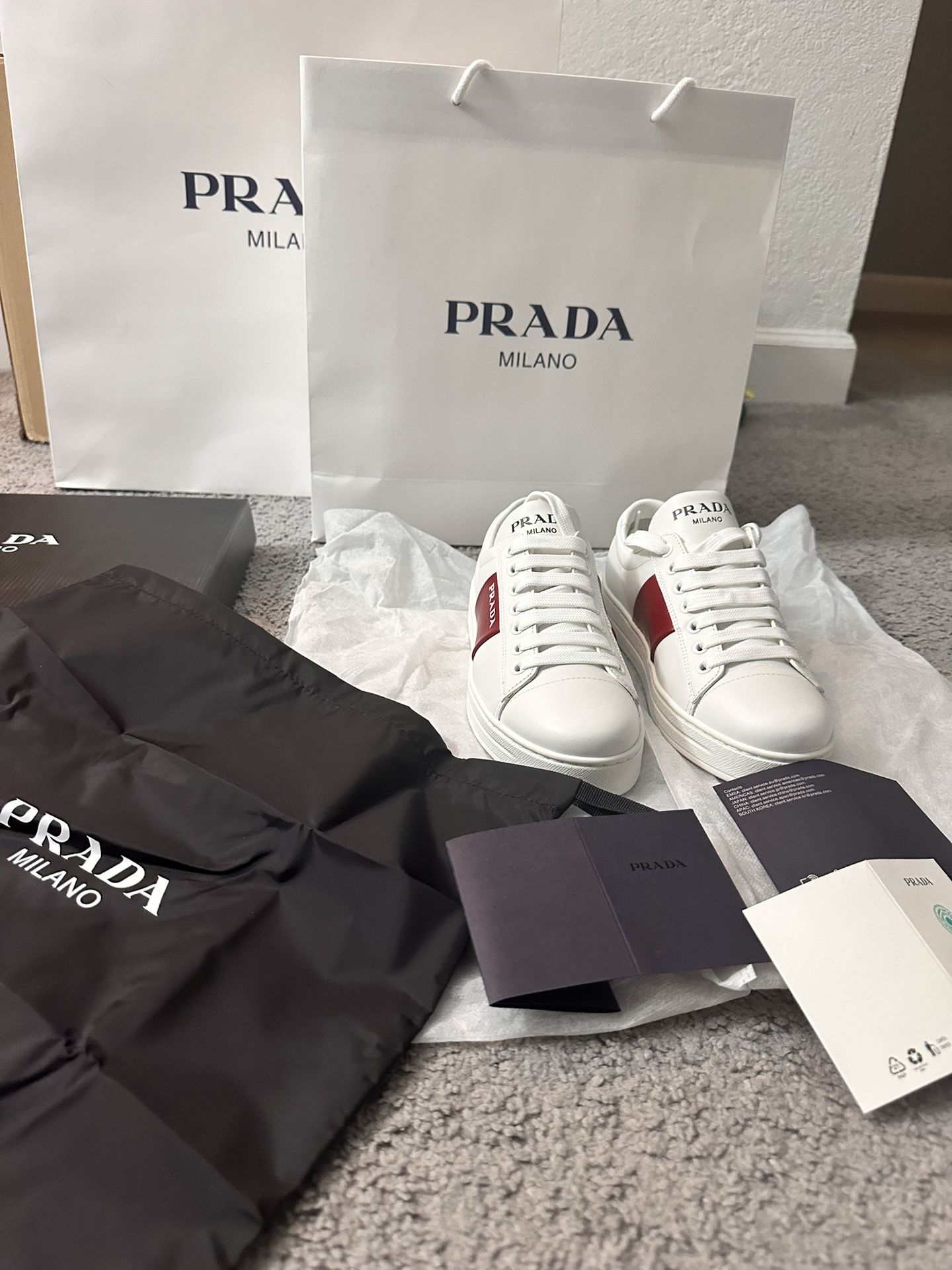 New Prada Women Calzature Donna Leather Sneakers Size MSRP $1120