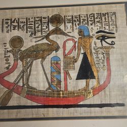 Egyptian Hand-Painted Papyrus Art Tomb of Irinefer