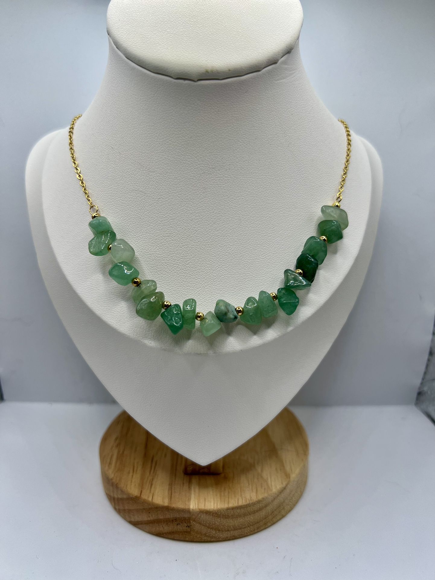 Green Jade Statement Gold Chain Necklace
