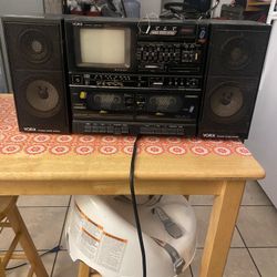 Yorx Vintage Boombox Triple Cassette 1 Portable 4.5” TV Cass Recorder