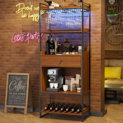 Brown Industrial Wine Bar Cabinet 