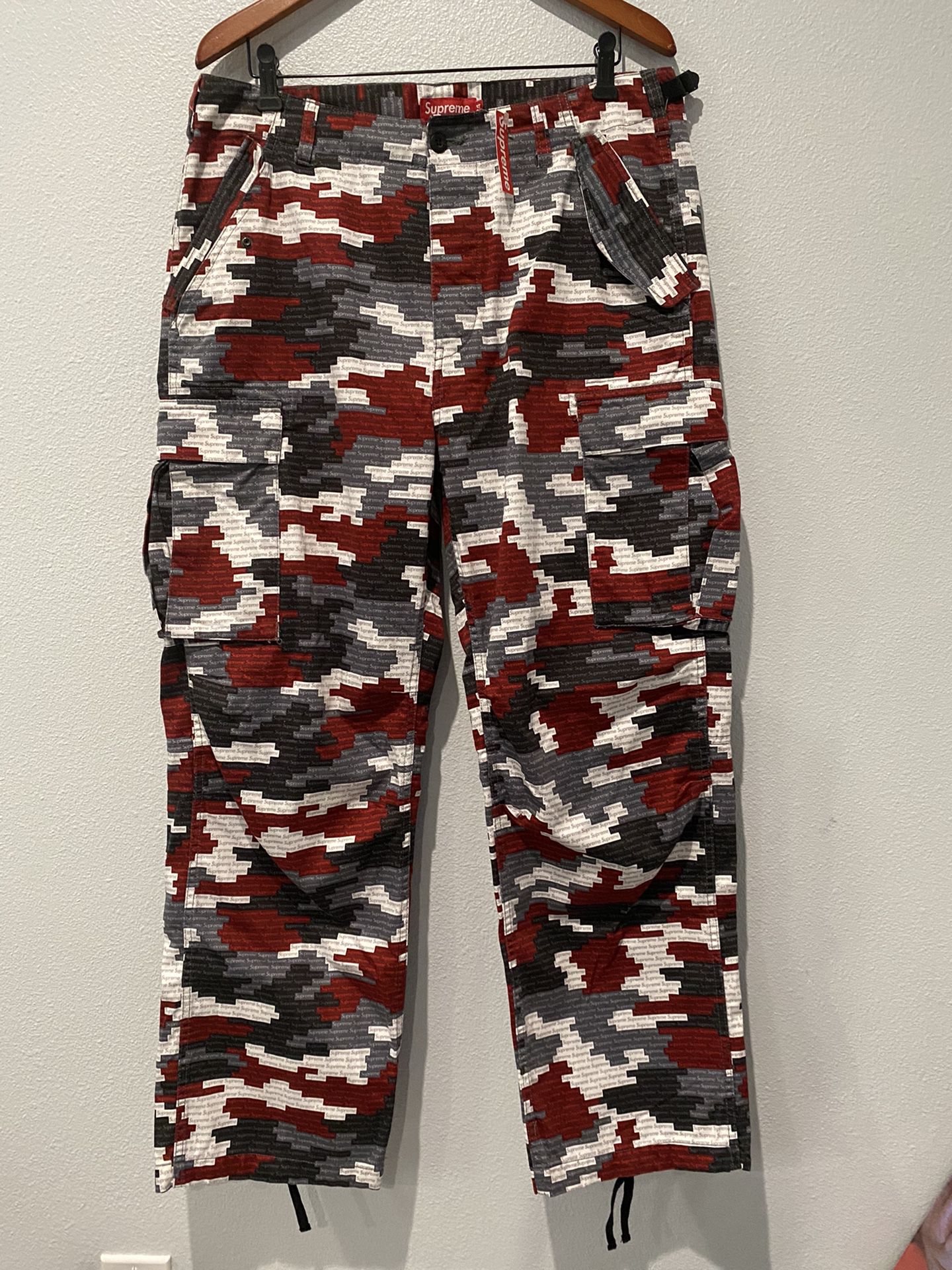 Supreme Red Camo Cargo Pant Size 34