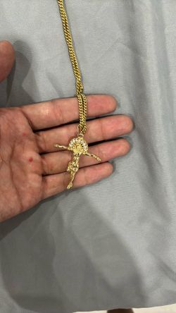 Gold plated chain pendant oro cadena dije cross