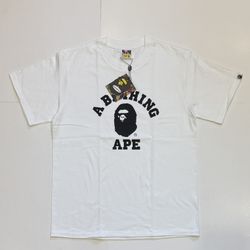 Bape T-Shirt White & Black Size Small