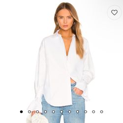 Good American Tabbed Poplin Shirt in Black NWT