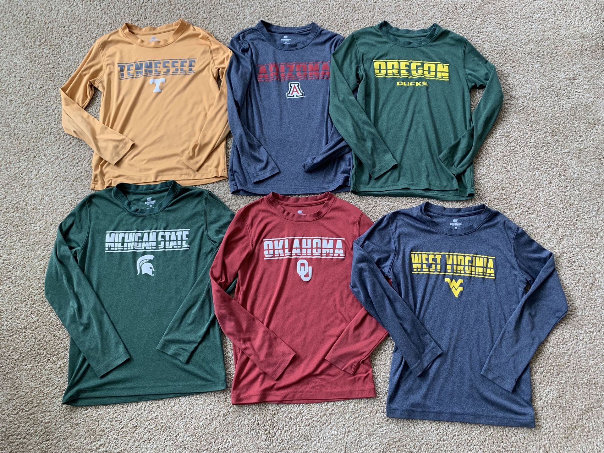 6 Youth College Long Sleeve Tops - Size 12/14