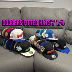 MLB New Era Los Angeles Dodgers Blue Patch Multi Colors 59fifty Fitted Hats Size 7 1/4