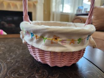 Pink Wicker Easter Basket