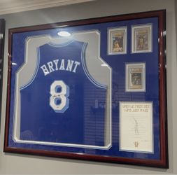 Los Angeles Lakers Kobe Bryant Signed Framed Blue Hardwood Classic Jersey PSADNA