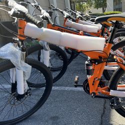 26” double disc front and rear suspension folding mountain bike