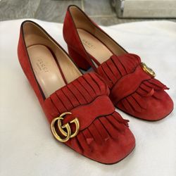 Gucci Marmot Red Suede Shoes 