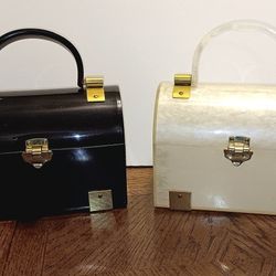 LUCITE CROWN LEWIS BROWN SHELL AND IVORY PURSES