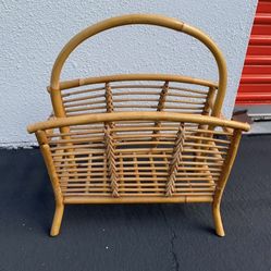 Vintage Bamboo Rattan Magazine Holder