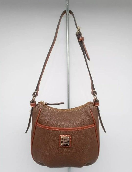 Dooney & Bourke Designer Margot Brown Pebble Leather Small Hobo Handbag Purse Crossbody