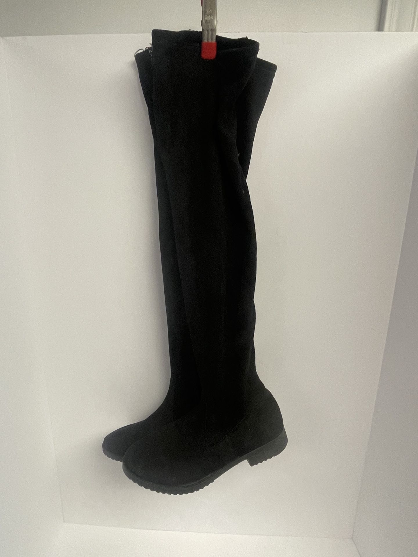 Rouge Helium Womens thigh high boots, black, 7.5M zipper side velvet like I530
