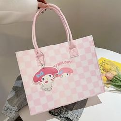 New My melody Pink / Cinnamon Roll Blue Tote Water Proof  Hand Bag 