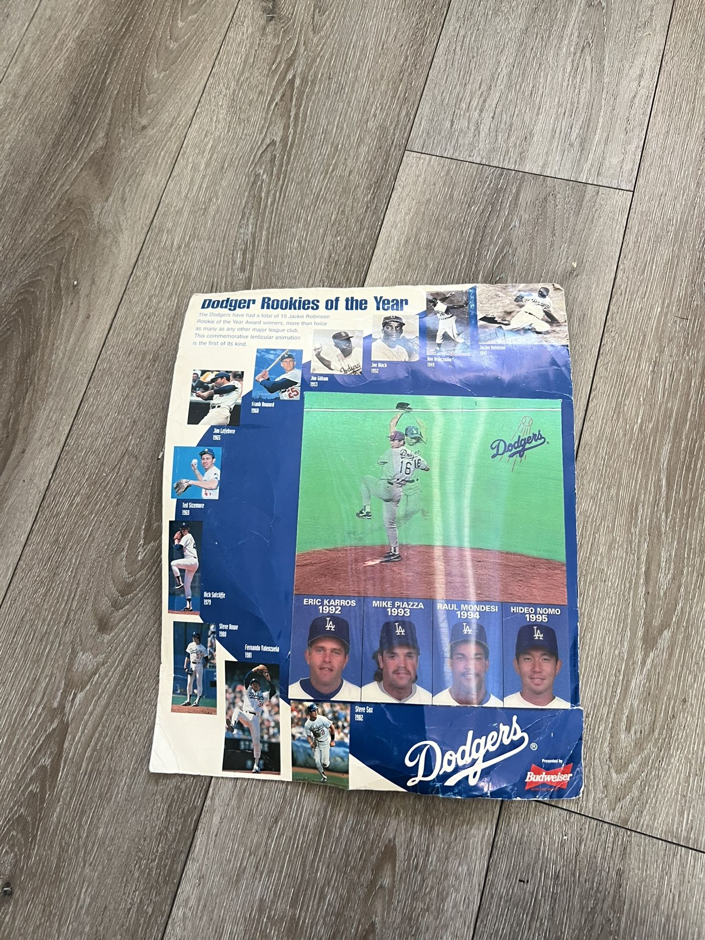 1995 Budweiser DODGERS Rookie Of The Year Hologram Hideo Nomo 10x14"