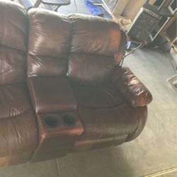 Real Leather Couch (love Seat)
