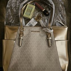 Gold Michael Kohrs Purse Hand Bag $448 MSRP