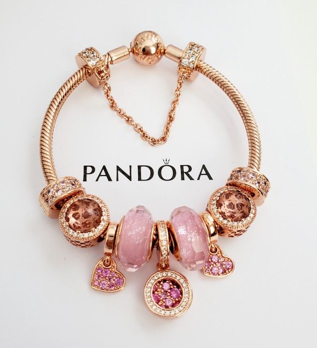 Authentic Pandora Bracelet & Pandora Charms (As Pictured)