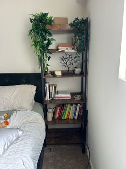 Wood and metal bookshelf