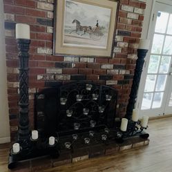 Two Black Tall Cande Holders 