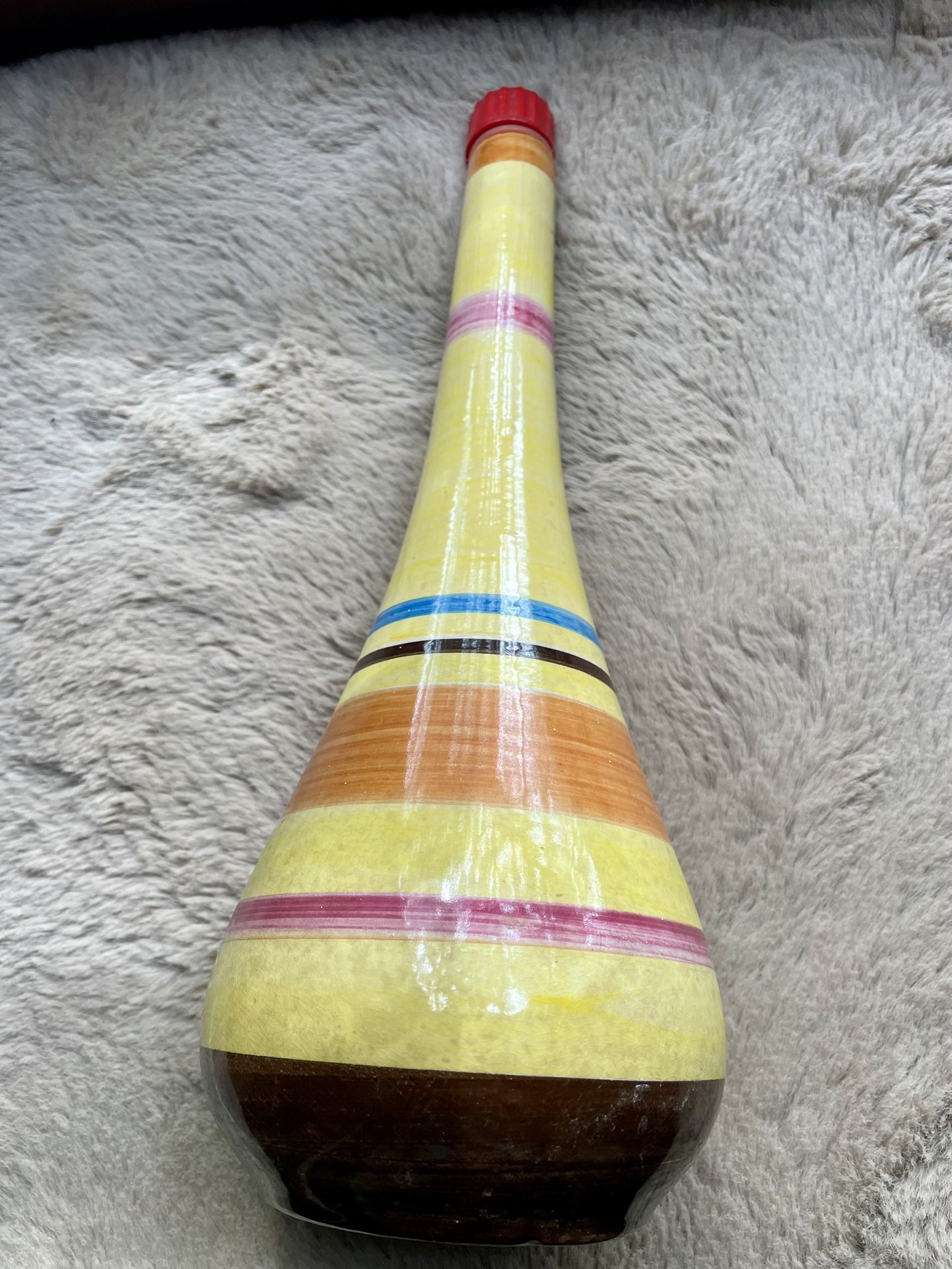 11.5”Vintage Striped Pottery Coffee House Liqueur Bottle Secia Portugal