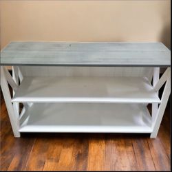 New White Farmhouse Storage Console Bookshelf Entryway Table