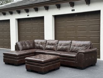 Sectional Couch/Sofa - Brown - Leather - Delivery Available 🚛