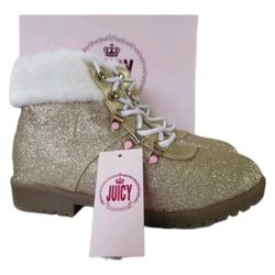 Juicy Couture Girls Glitter Hiking Boots Size 2 Castro Valley Gold Bootie NIB