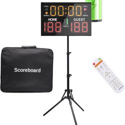 Battery Powered Electronic Scoreboard with Bag&Tripod, Digital Scoreboard with Wireless Remote,Portable Score Keeper High-Bright Score Board for Sport