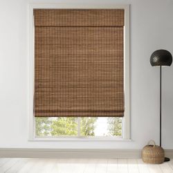 LazBlinds Cordless Bamboo Roman Shades, 34.5x64, Highfield Teak Privacy Blinds for Interior Windows, Room Darkening Roll Up Bamboo Blinds for Home &