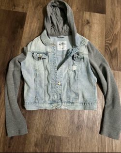 Hollister layered fleece - Denim jacket for $10