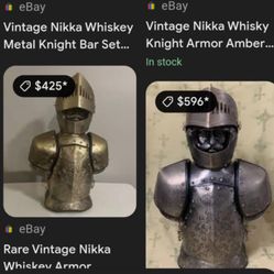 Vintage Knight Armor Whiskey And Shot Glass Bar Set