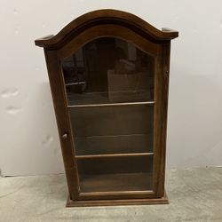 Vintage Wooden Curio Display Cabinet With Glass Door