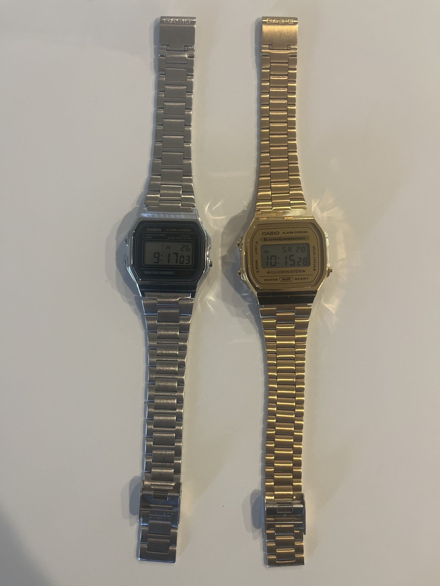 2 Casio Digital Watches – Gold & Silver – Water Resistant