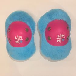 Little Missmatched Blue Furry Multi-Sport Kids Protective Knee Pads Set, Velcro