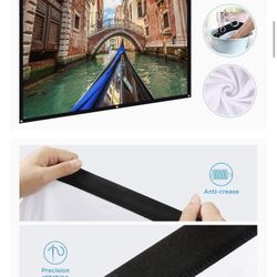Fordable Projector Screen, 100 inch 16:9 HD Anti-Crease Movies Screen, Portable Movie Screens for Outdoor Indoor, Support Double Sided Projection