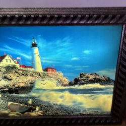 Portland Maine Big Antique Canvas Very Rare With Light And Sound Of The Ocean And The Beards 