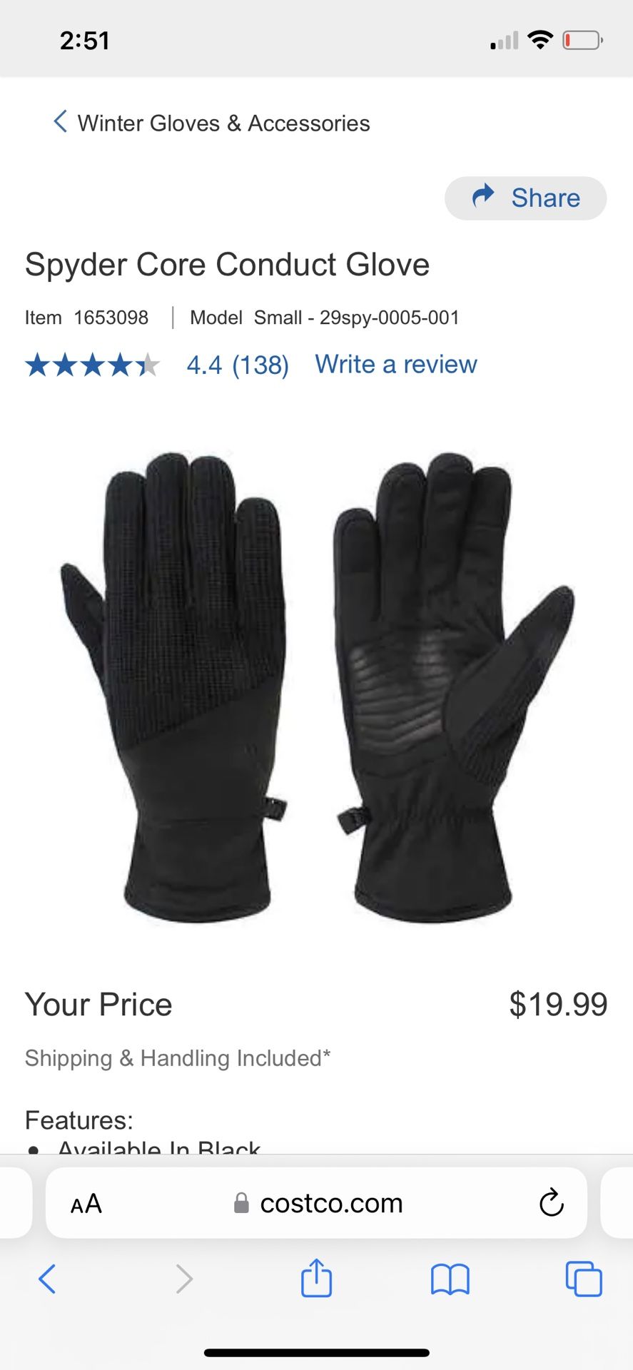 Core on sale conduct glove