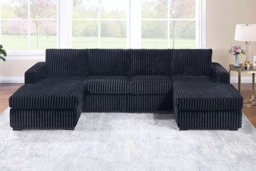  3-Piece U-Shape Sectional Set - Black Color