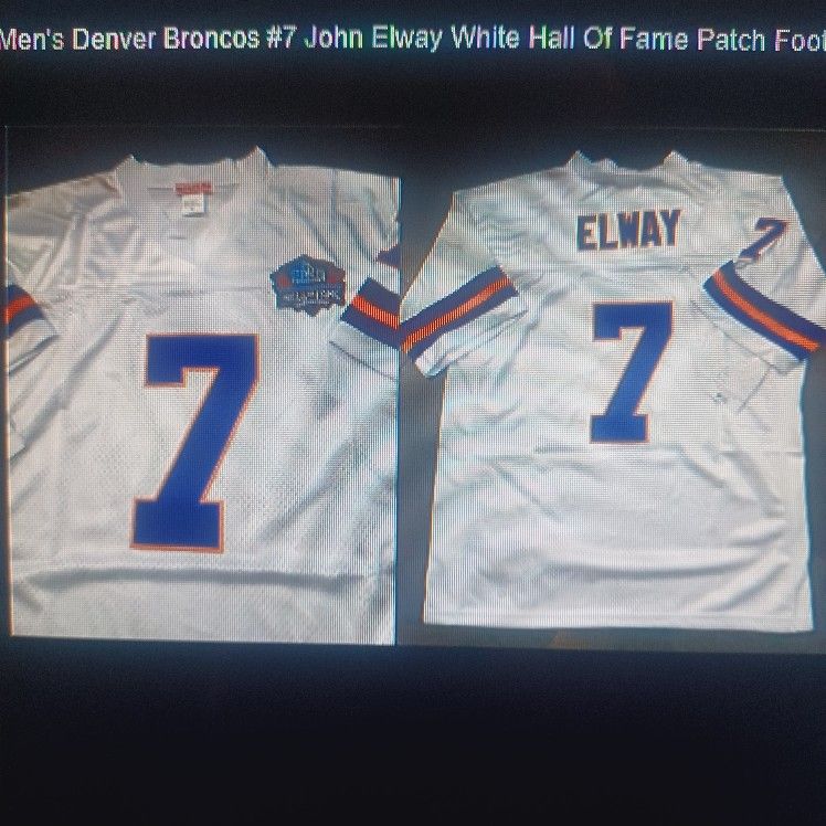 Denver Broncos John ELWAY 7 Throwbacks With HALL OF FAME PATCH 6 Unisex Sizes  White or Orange 