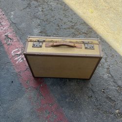 Vintage Hartmann Leather and Canvas Suitcase, Custom Made, USA Luggage Case