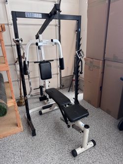 Squat rack with pulley system + more