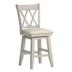 Eleanor Double X Back Wood Swivel Bar Stool by iNSPIRE Q Classic - Antique White - Counter Height