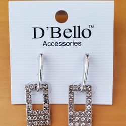 NEW D'Bello Silver & Cubic Zirconia Rectangle Earrings