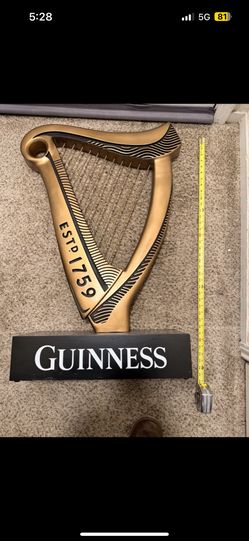Guinness Beer Wooden Harp Bar Display (3ft Tall)