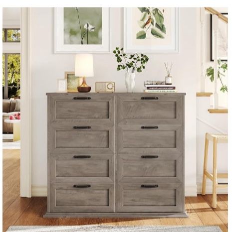 Dresser For Bedroom Large Modern Dresser With Eight Drawers Gray NEW