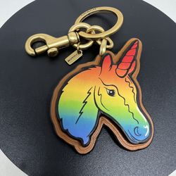 Coach Rainbow Unicorn Bag Charm/Keychain 1226