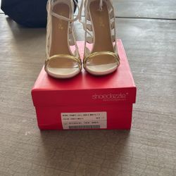 Gold And White Pumps
